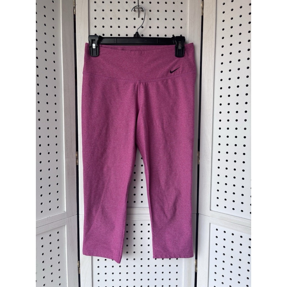 Nike Dri Fit Capri Leggings Pink Women's Small Athletic Swoosh Logo Running Yoga